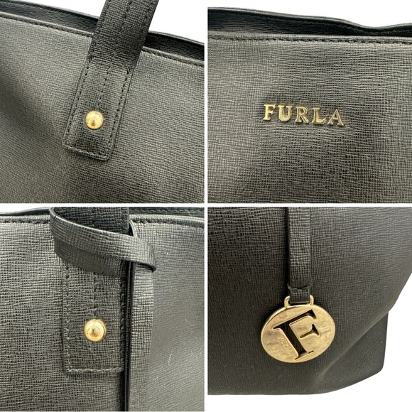 Furla Black Saffiano Leather Tote Shoulder Bag Purse With Matching Wallet - Picture 3 of 16